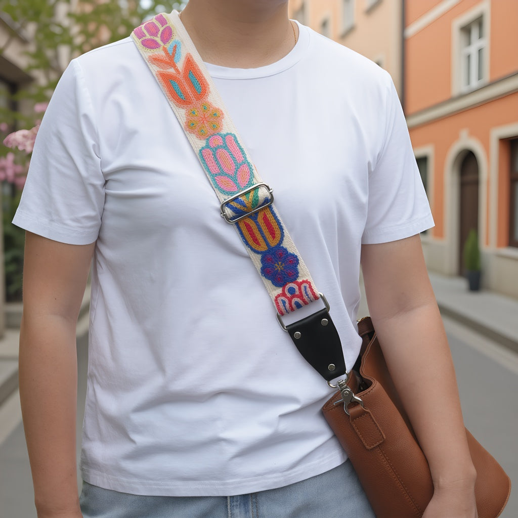 Personalized Embroidered Bag Strap – Custom Name Shoulder Strap (Crochet)