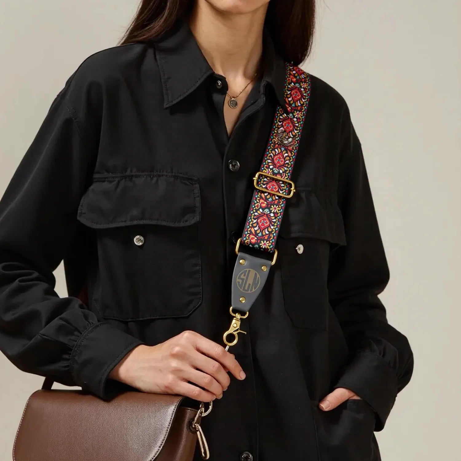 Personalized Embroidered Bag Strap – Custom Name Shoulder Strap (Retro)