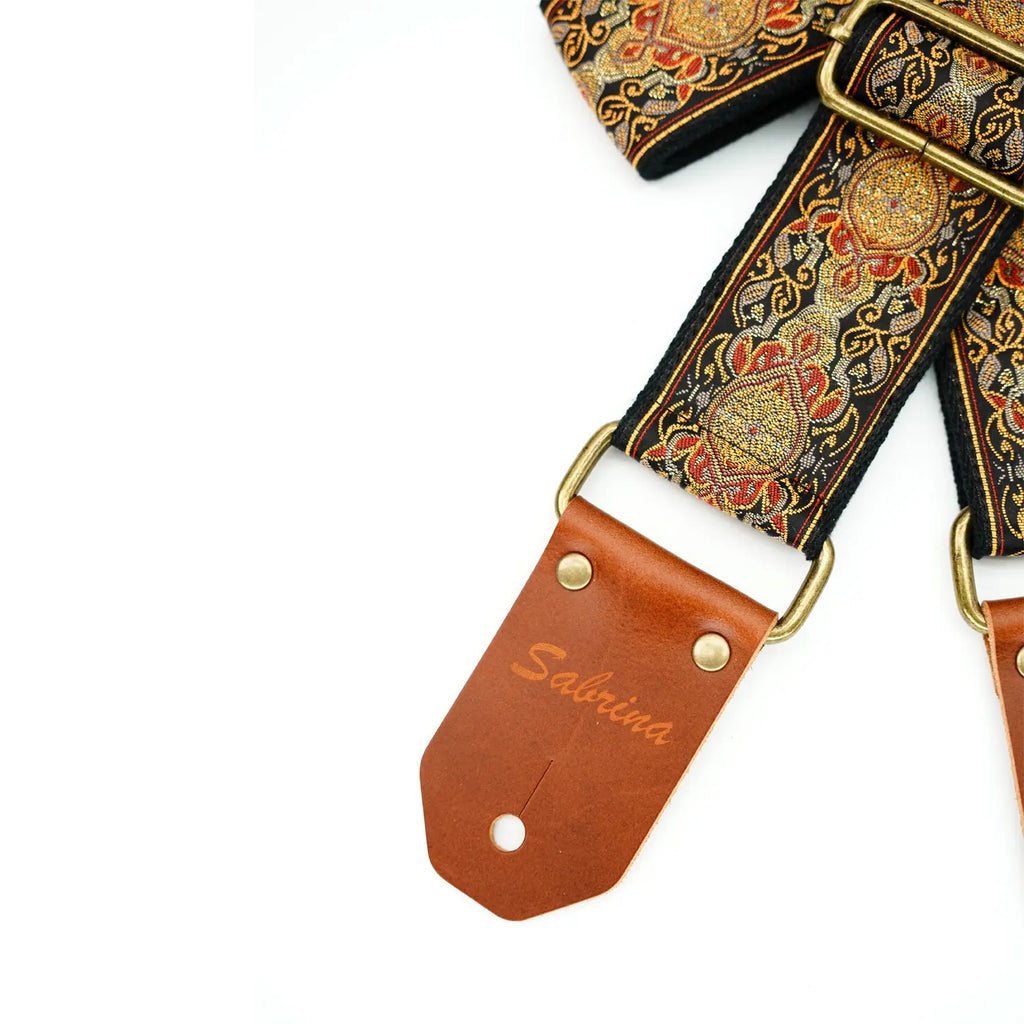 Personalized Guitar Strap – 2.0" Custom Name Guitar Strap with Engraved Leather Ends