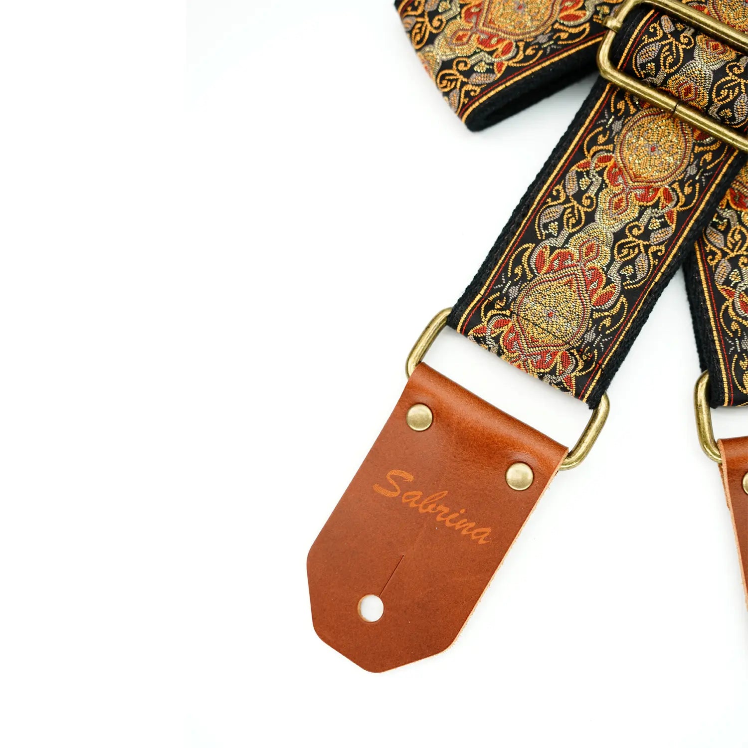Personalized Guitar Strap – 2.0" Custom Name Guitar Strap with Engraved Leather Ends
